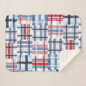 Couverture Sherpa Madras rouge, blanc et bleu Sherpa Blanket (Devant (Horizontal))
