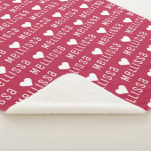 Couverture Sherpa Magenta Nom répétitif Monogramme Coeur (3/4)