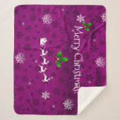 Couverture Sherpa Magenta Père Noël Sleigh et Reindeer Sherpa Blanch (Devant)