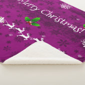 Couverture Sherpa Magenta Père Noël Sleigh et Reindeer Sherpa Blanch (3/4)