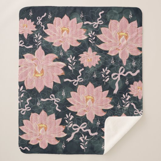 Couverture Sherpa Magic florals with glitter design (Devant)