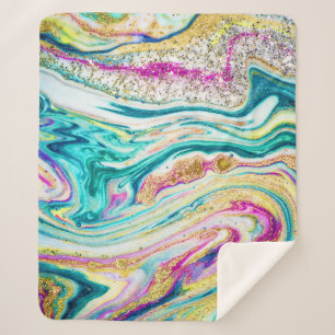 Couverture Sherpa Magic Marbling : Metallic Paint Design.