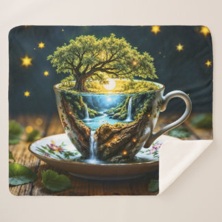 Couverture Sherpa Magic teacup paysage fantastique nature