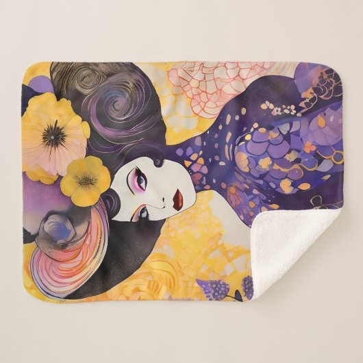 Couverture Sherpa Magnifique Drag Queen Klimt Style (Devant (Horizontal))