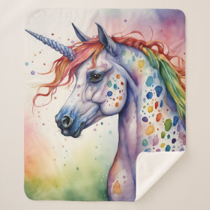 Couverture Sherpa Magnifique licorne Appaloosa couleur aquarelle