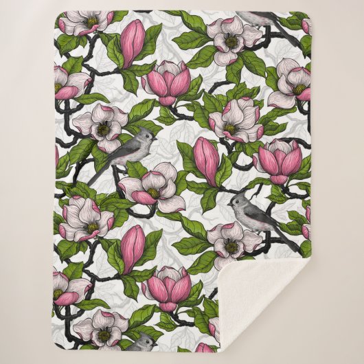 Couverture Sherpa Magnolia en floraison et tireur (Devant)