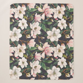 Couverture Sherpa Magnolias dessinés à la main : aquarelle transpare