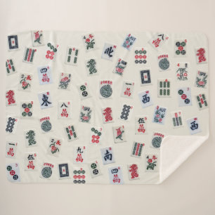 Couverture Sherpa MahJong tuiles photo sur badge arrière - plan