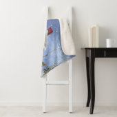 Couverture Sherpa Maison de campagne de Noël Bleu et BlancCouverture (En situation)