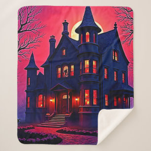 Couverture Sherpa Maison Haunted éffrayant à Dusk Design