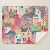 Couverture Sherpa Maisons Abstraites : Aquarelle Arrière - plan sans (Devant (Horizontal))