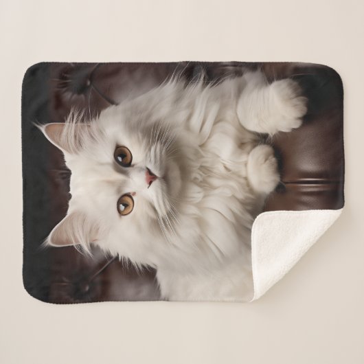 Couverture Sherpa Majestic white cat (Devant (Horizontal))