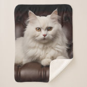 Couverture Sherpa Majestic white cat (Devant)