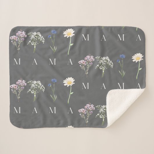 Couverture Sherpa MAMA Floral Mothers Day, Soft & Sentimental Gift (Devant (Horizontal))