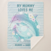 Couverture Sherpa Maman et Bébé Dauphins avec Fleurs Maman m'aime (Devant)
