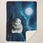 Couverture Sherpa Maman et bébé Ours polaire à la nuit (Devant)