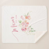 Couverture Sherpa Maman Etablie Rose Push Aquarelle Florale (Devant (Horizontal))