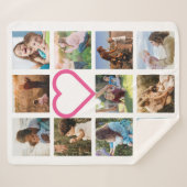 Couverture Sherpa Maman Famille Photo Collage Coeur rose (Devant (Horizontal))