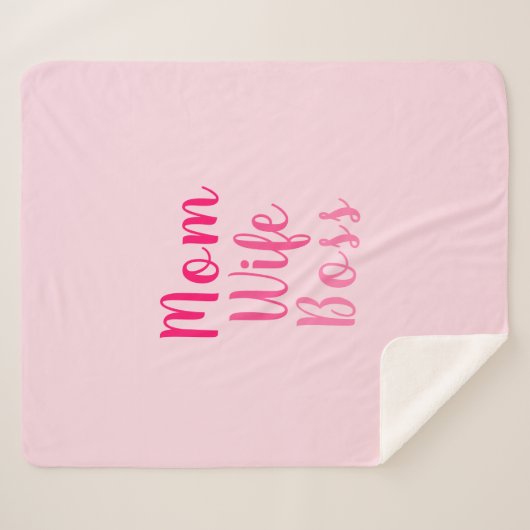 Couverture Sherpa Maman femme patron dégradé rose script personnalis (Devant (Horizontal))