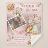 Couverture Sherpa Maman Je T'Aime Photo Rose Floral | Texte du scrip (Devant)