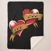 Couverture Sherpa Maman Papa Red Hearts Tattoo (Devant)