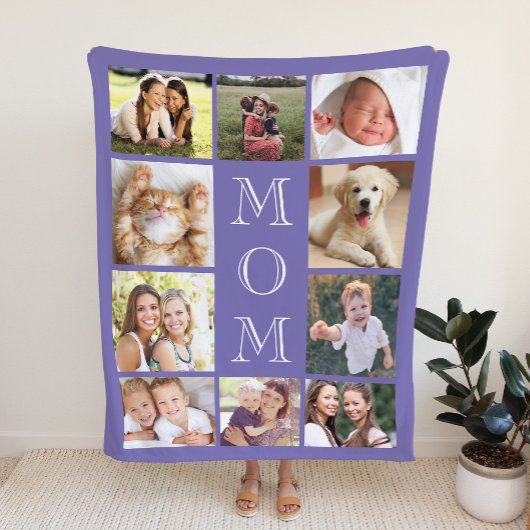 Couverture Sherpa Maman Photo Collage Purple