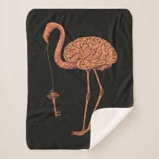 Couverture Sherpa Manchette de Flamant rose Brainingo| cadeau pour a