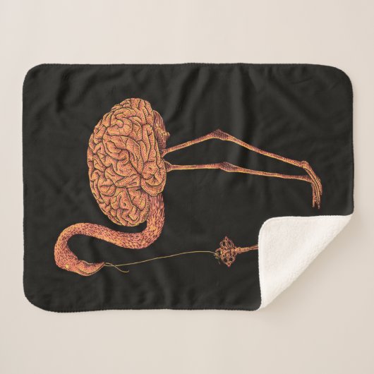 Couverture Sherpa Manchette de Flamant rose Brainingo| cadeau pour a (Devant (Horizontal))