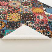 Couverture Sherpa Mandala à fleurs ethniques sans couture motif. M c (3/4)