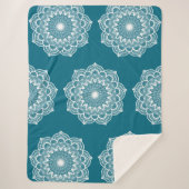 Couverture Sherpa Mandala blanc sur fond bleu (Devant)