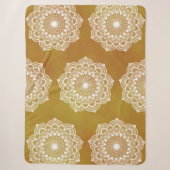 Couverture Sherpa Mandala blanc sur fond doré (Devant)
