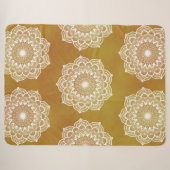 Couverture Sherpa Mandala blanc sur fond doré (Devant (Horizontal))