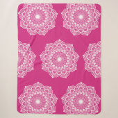 Couverture Sherpa Mandala blanc sur fond rose (Devant)