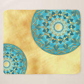 Couverture Sherpa Mandala bleu or sur fond or doux (Devant (Horizontal))