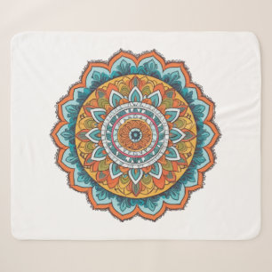Couverture Sherpa mandala de diverses couleurs