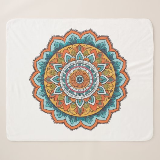 Couverture Sherpa mandala de diverses couleurs (Devant (Horizontal))