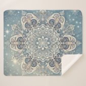 Couverture Sherpa Mandala de flocon de neige dans Frosty Hues 3 (Devant (Horizontal))