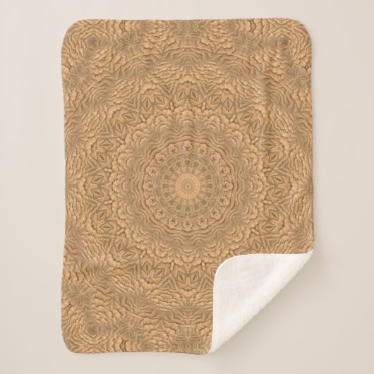 Couverture Sherpa Mandala d'or. "Sable doré". (Devant)
