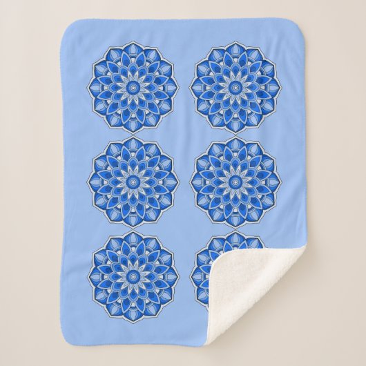 Couverture Sherpa Mandala en bleu (Devant)