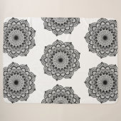 Couverture Sherpa Mandala noir sur fond blanc (Devant (Horizontal))