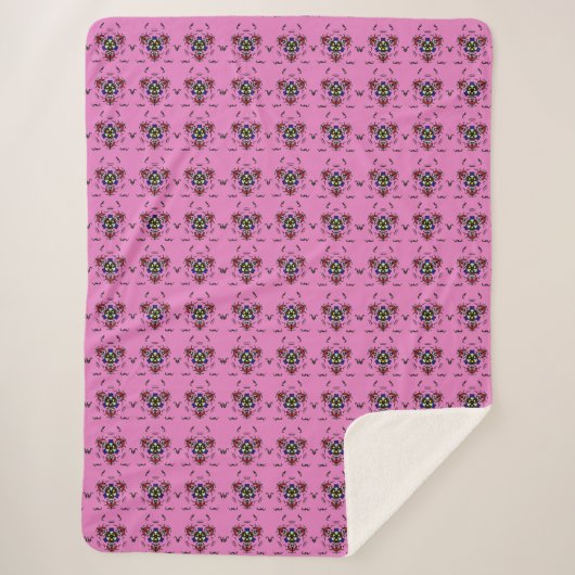 Couverture Sherpa Mandala Rose Vibrant (Devant)