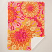 Couverture Sherpa Mandala superposé orange rose jaune (Devant)