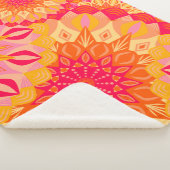Couverture Sherpa Mandala superposé orange rose jaune (3/4)