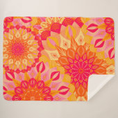 Couverture Sherpa Mandala superposé orange rose jaune (Devant (Horizontal))