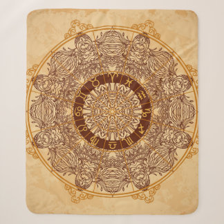 Couverture Sherpa Mandalas, zodiac, orné, cercle vintage.