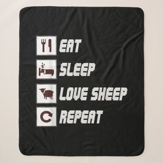Couverture Sherpa Mange sommeil amour mouton répéter | Don de devis (Devant)