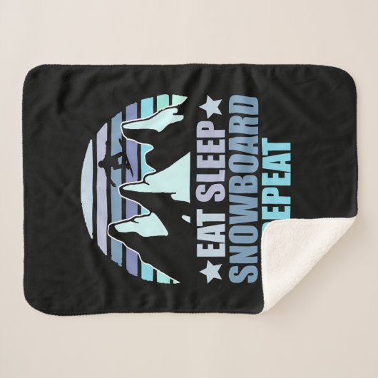 Couverture Sherpa Manger Sleep Snowboard Répéter (Devant (Horizontal))