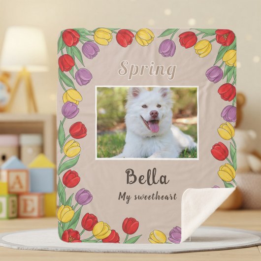 Couverture Sherpa Manta Sherpa Personalized Floral Blanket for Dog L