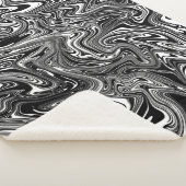 Couverture Sherpa Marbre Abstrait noir et blanc liquide (3/4)