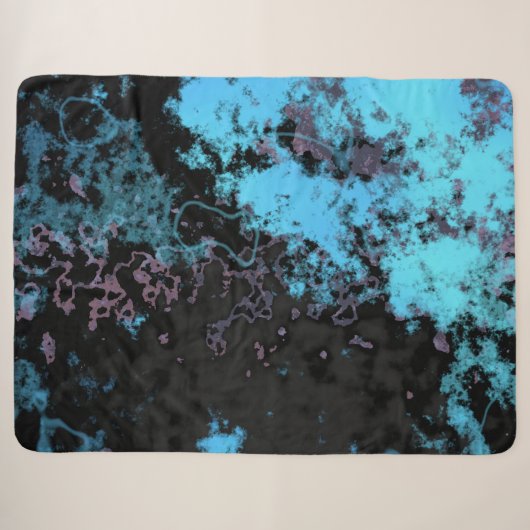 Couverture Sherpa Marbre bleu, gris et violet Abstrait (Devant (Horizontal))